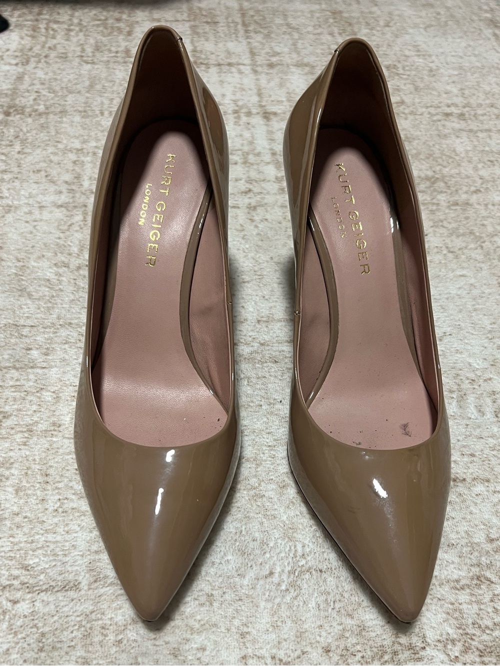 Kurt Geiger Taupe Patent Pointed-Toe Pumps 9.5